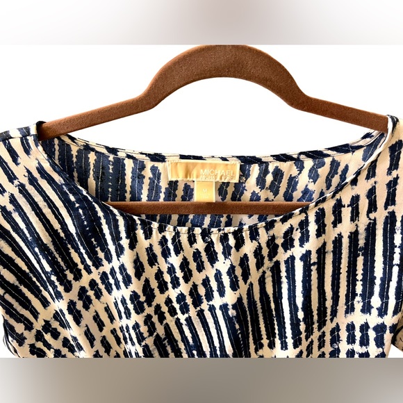 MICHAEL Michael Kors Blue White Tie Dye Style Print Polyester Blouse Sz M - Picture 9 of 11